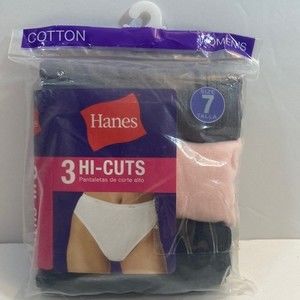 Hanes 100% Cotton Hi Cut Underwear Panties Size 7 Women